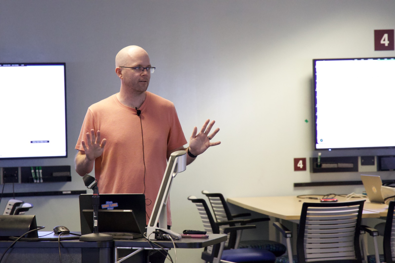 Will Horne presenting in a classroom